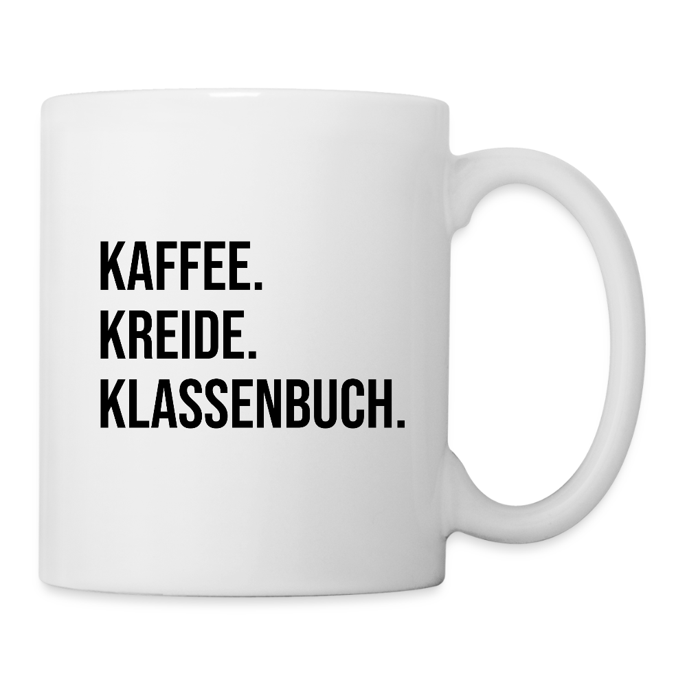 Kaffee. Kreide. Klassenbuch - Tasse - Weiß