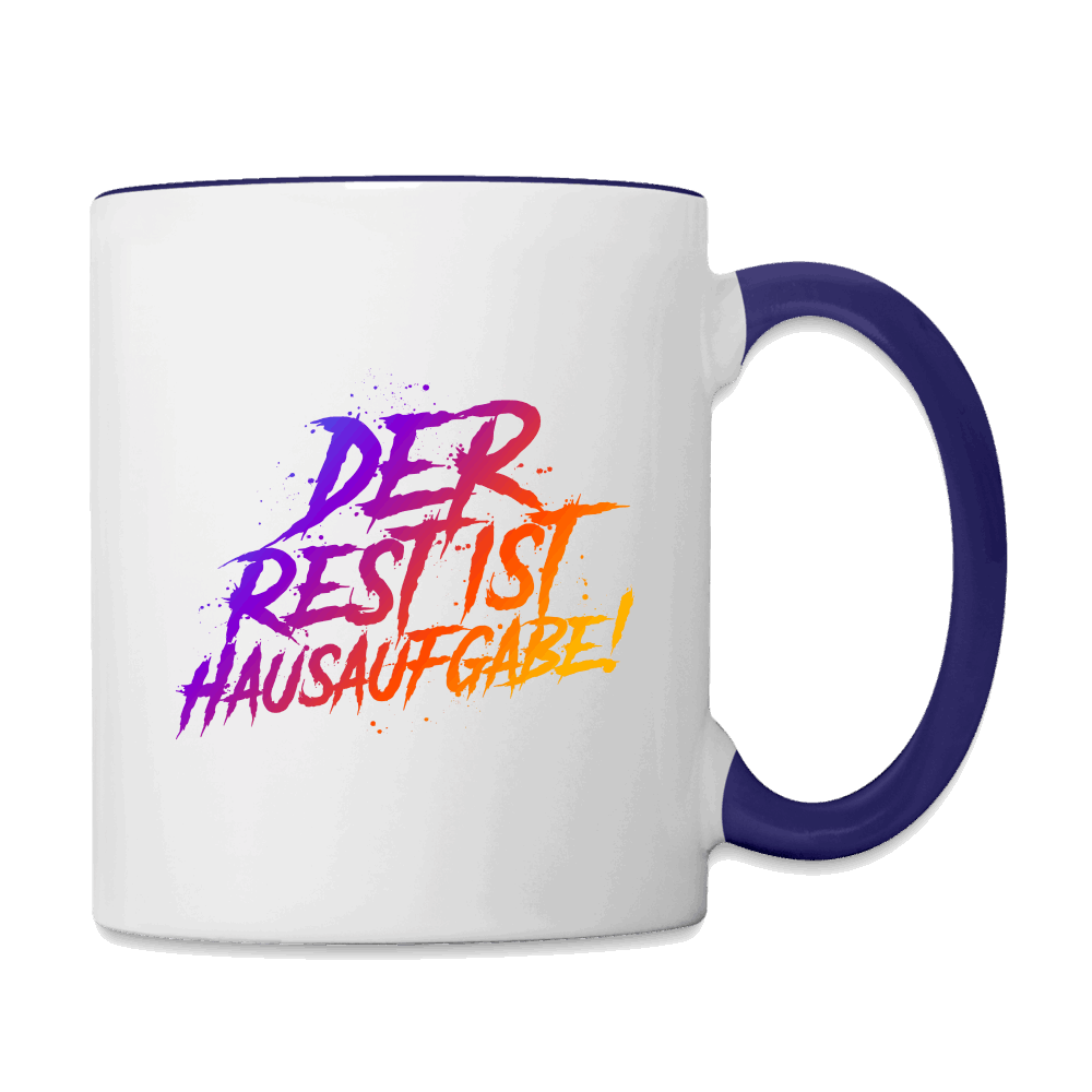 Der Rest ist Hausaufgabe - Tasse zweifarbig - Weiß/Kobaltblau