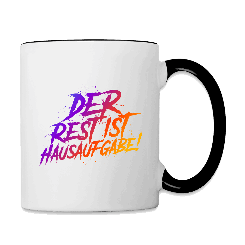 Der Rest ist Hausaufgabe - Tasse zweifarbig - Weiß/Schwarz