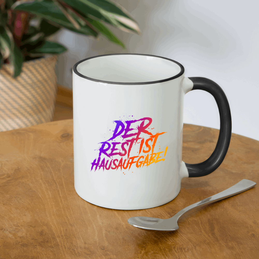 Der Rest ist Hausaufgabe - Tasse zweifarbig - Weiß/Schwarz