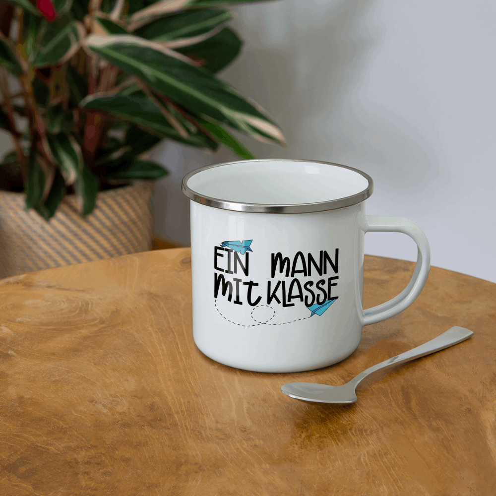Ein Mann mit Klasse - Emaille-Tasse - weiß