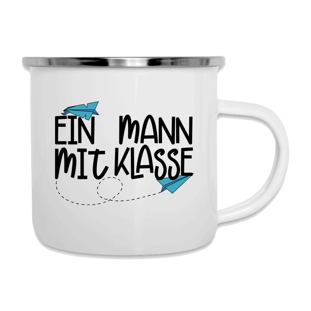 Ein Mann mit Klasse - Emaille-Tasse - weiß