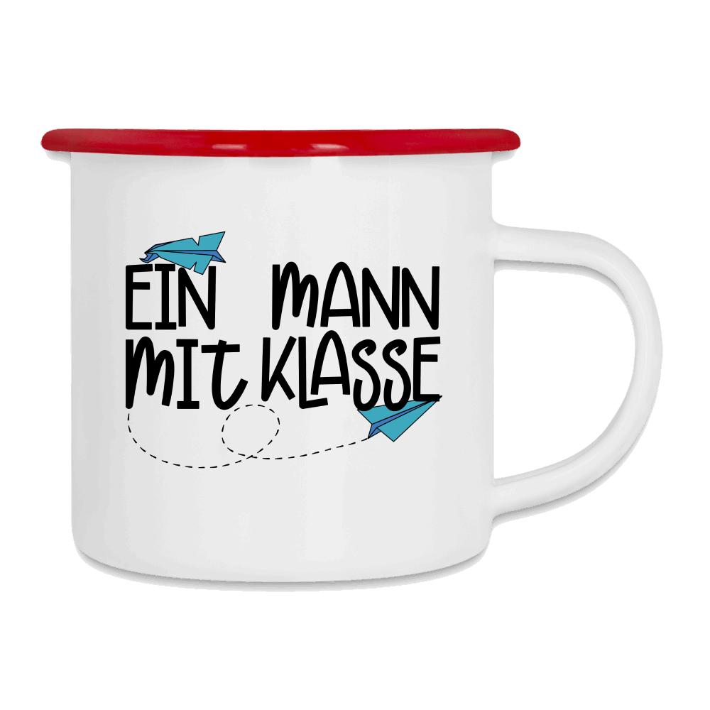 Ein Mann mit Klasse - Emaille-Tasse - Weiß/Rot