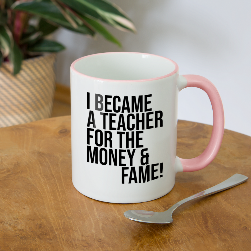 Money & Fame - Tasse zweifarbig - Weiß/Pink