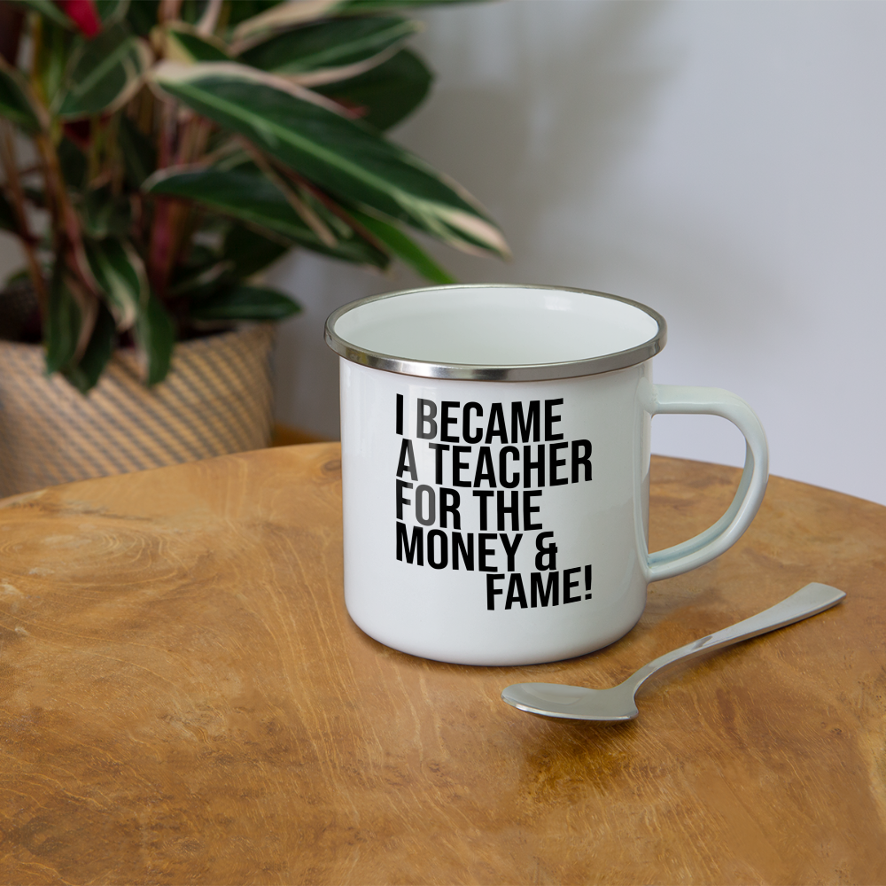 Money & Fame - Emaille-Tasse - weiß