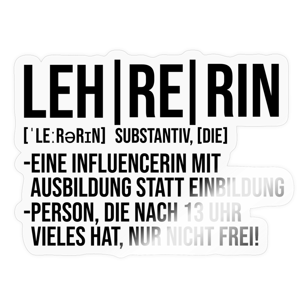 Leh-re-rin - Sticker - Transparent glänzend
