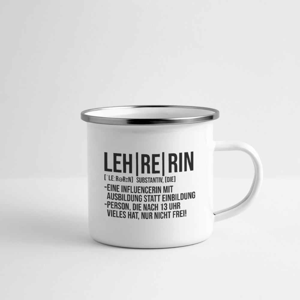 Leh-Re-Rin - Emaille-Tasse - Weiß