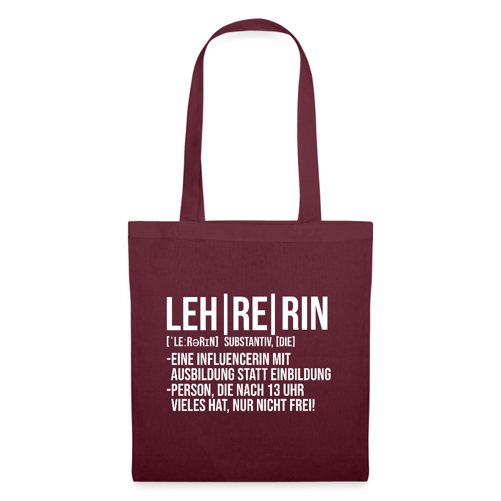 Leh-re-rin - Stoffbeutel - Burgunderrot
