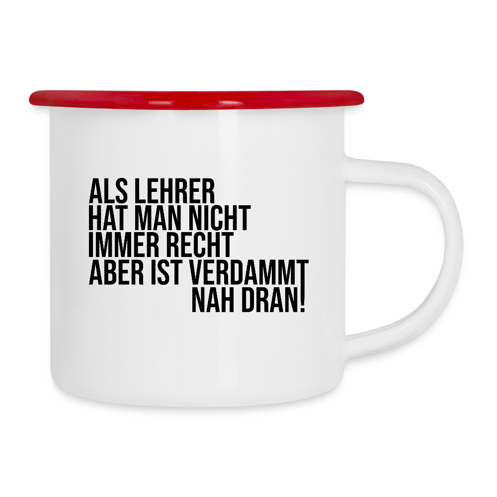 Nah dran! - Emaille-Tasse - Weiß/Rot