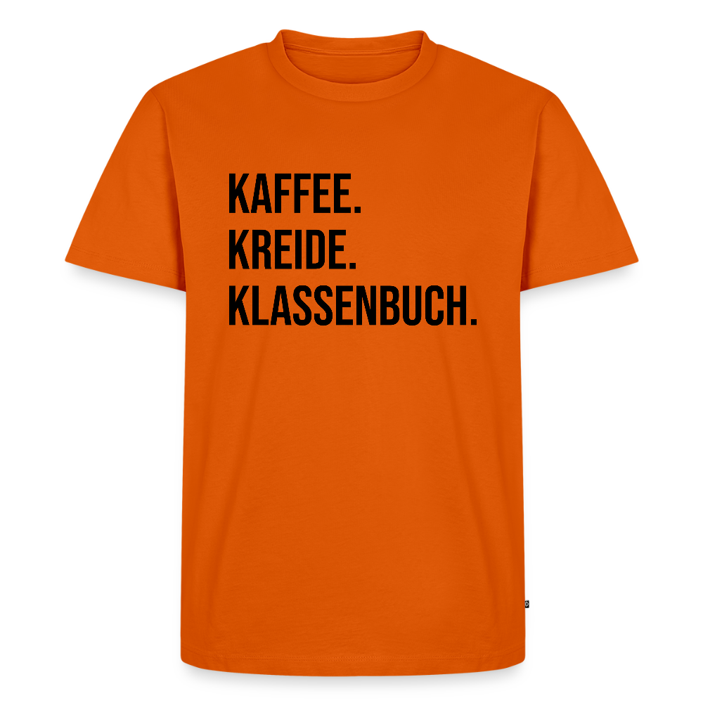 Kaffee. Kreide. Klassenbuch - Männer Premium T-Shirt - Orange 