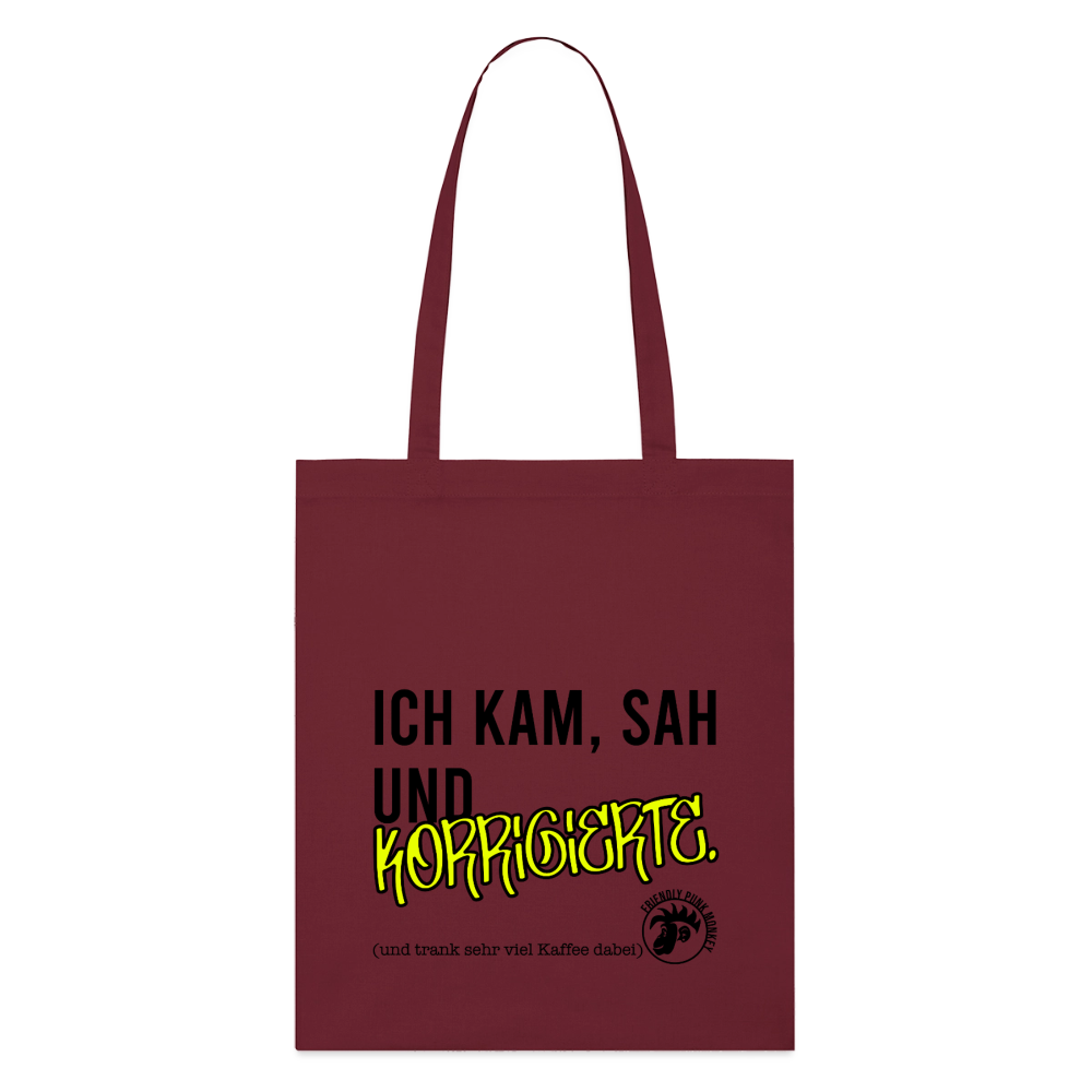 Ich kam, sah - Bio-Stoffbeutel - Burgunderrot