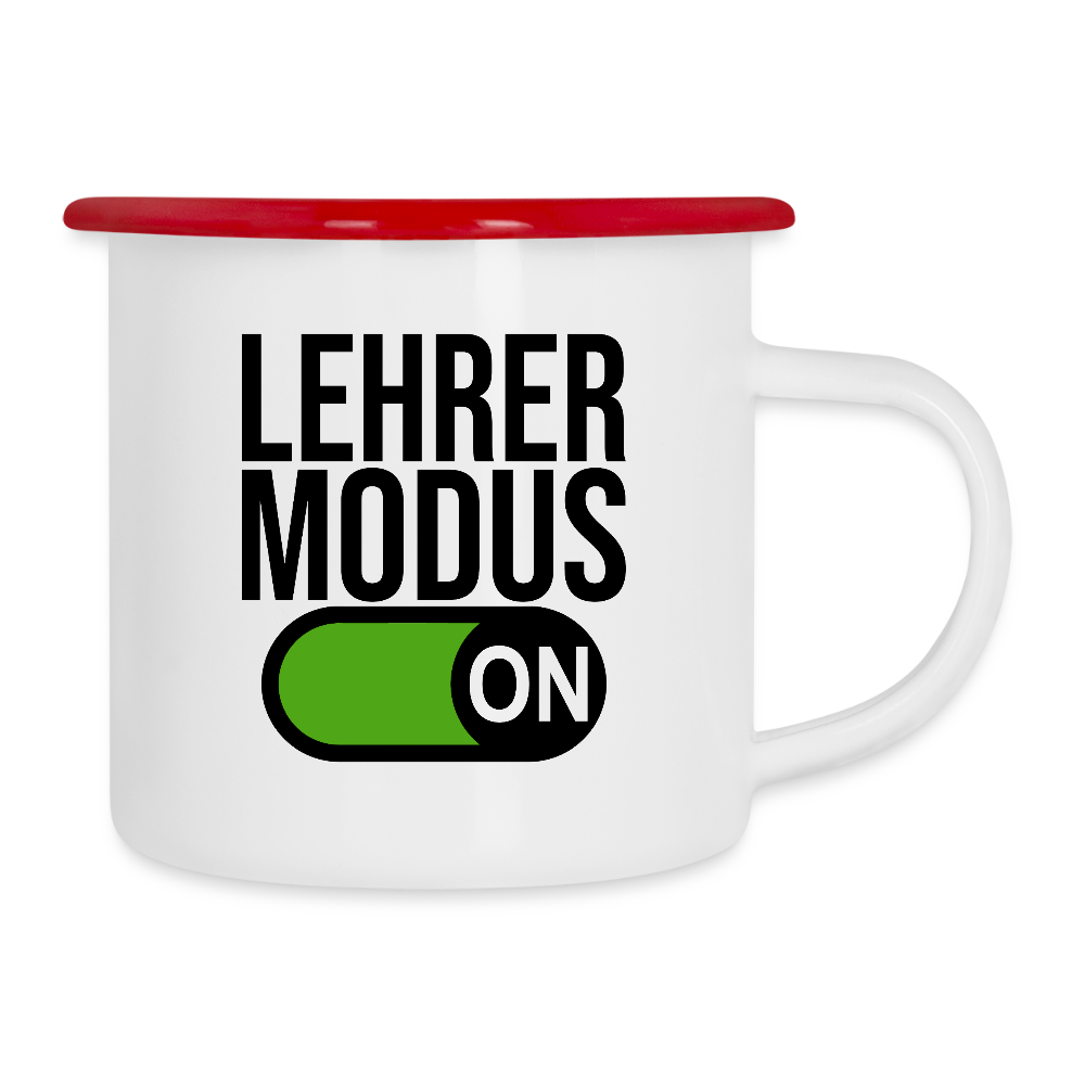 Lehrer Modus - Emaille-Tasse - Weiß/Rot