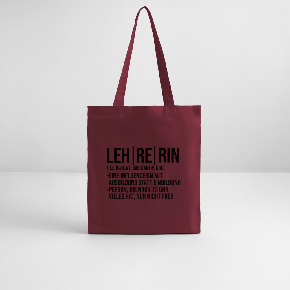 Lehrerin - Bio-Stoffbeutel - Burgunderrot