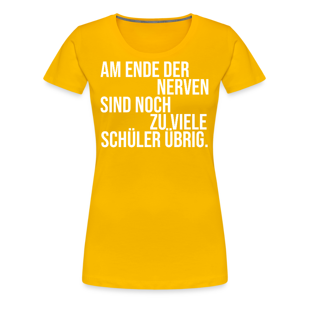 Zu viele Schüler - Frauen Premium T-Shirt - Sonnengelb