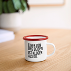 Klüger als du. - Emaille-Tasse - Weiß/Rot