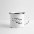 Grammatik - Emaille-Tasse - Weiß