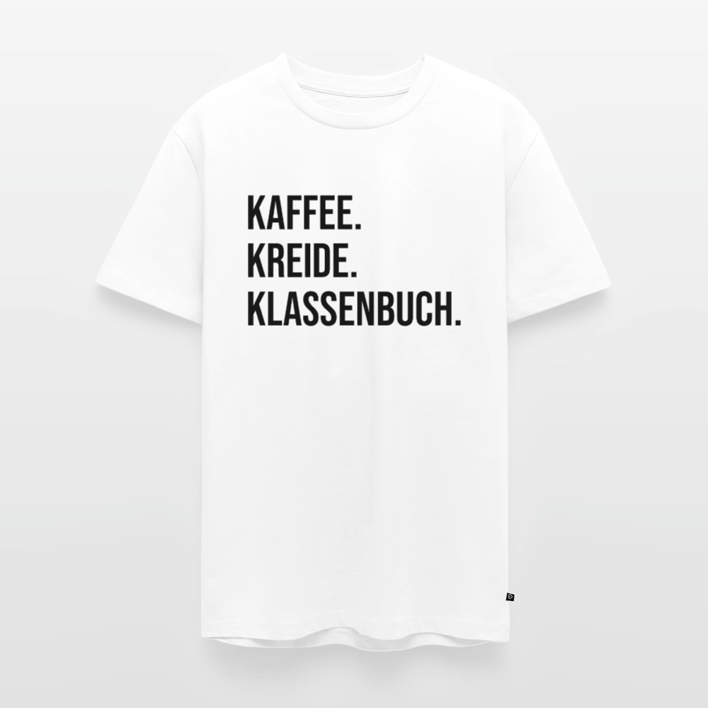Kaffee. Kreide. Klassenbuch - Männer Premium T-Shirt - Weiß