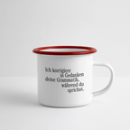 Grammatik - Emaille-Tasse - Weiß/Rot