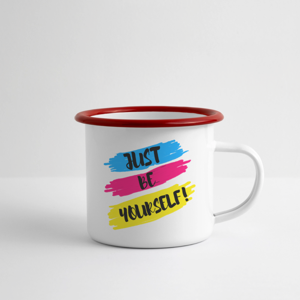 Just be yourself - Emaille-Tasse - Weiß/Rot