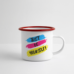 Just be yourself - Emaille-Tasse - Weiß/Rot