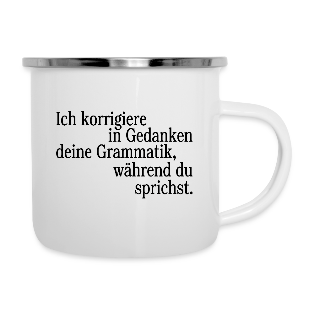 Grammatik - Emaille-Tasse - Weiß