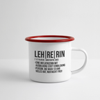 Leh-Re-Rin - Emaille-Tasse - Weiß/Rot
