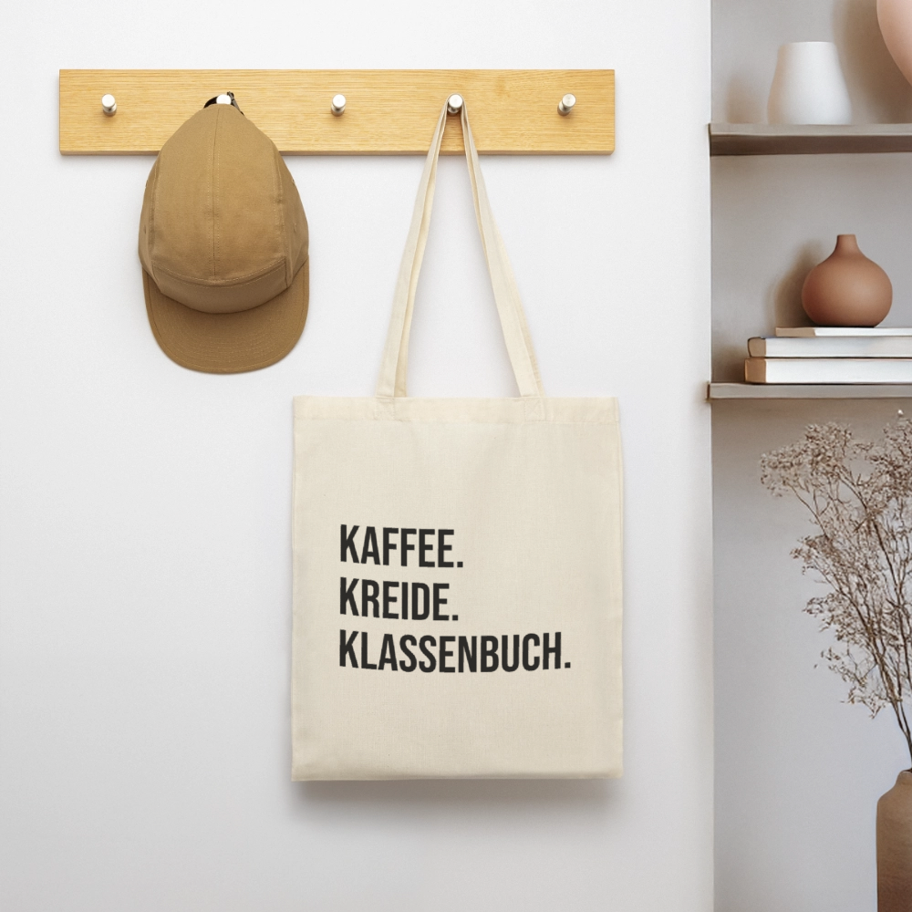 Kaffee. Kreide. Klassenbuch - Stoffbeutel - Natur
