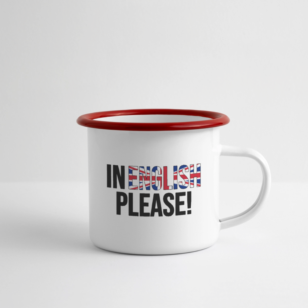 In english please! - Emaille-Tasse - Weiß/Rot