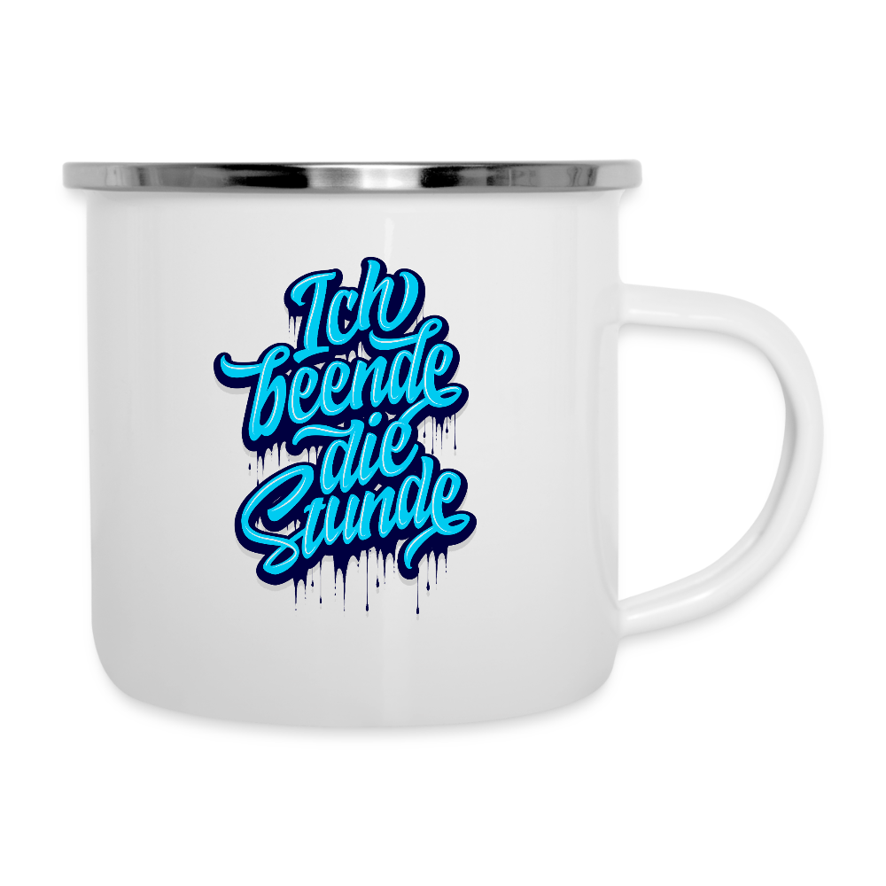 Ich beende die Stunde - Emaille-Tasse - Weiß