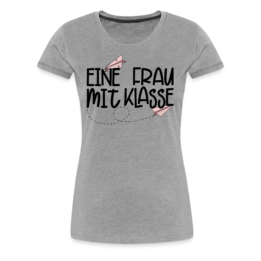 Eine Frau mit Klasse - Frauen Premium T-Shirt - Grau meliert