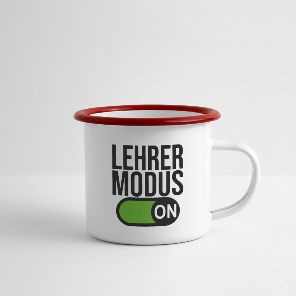 Lehrer Modus - Emaille-Tasse - Weiß/Rot