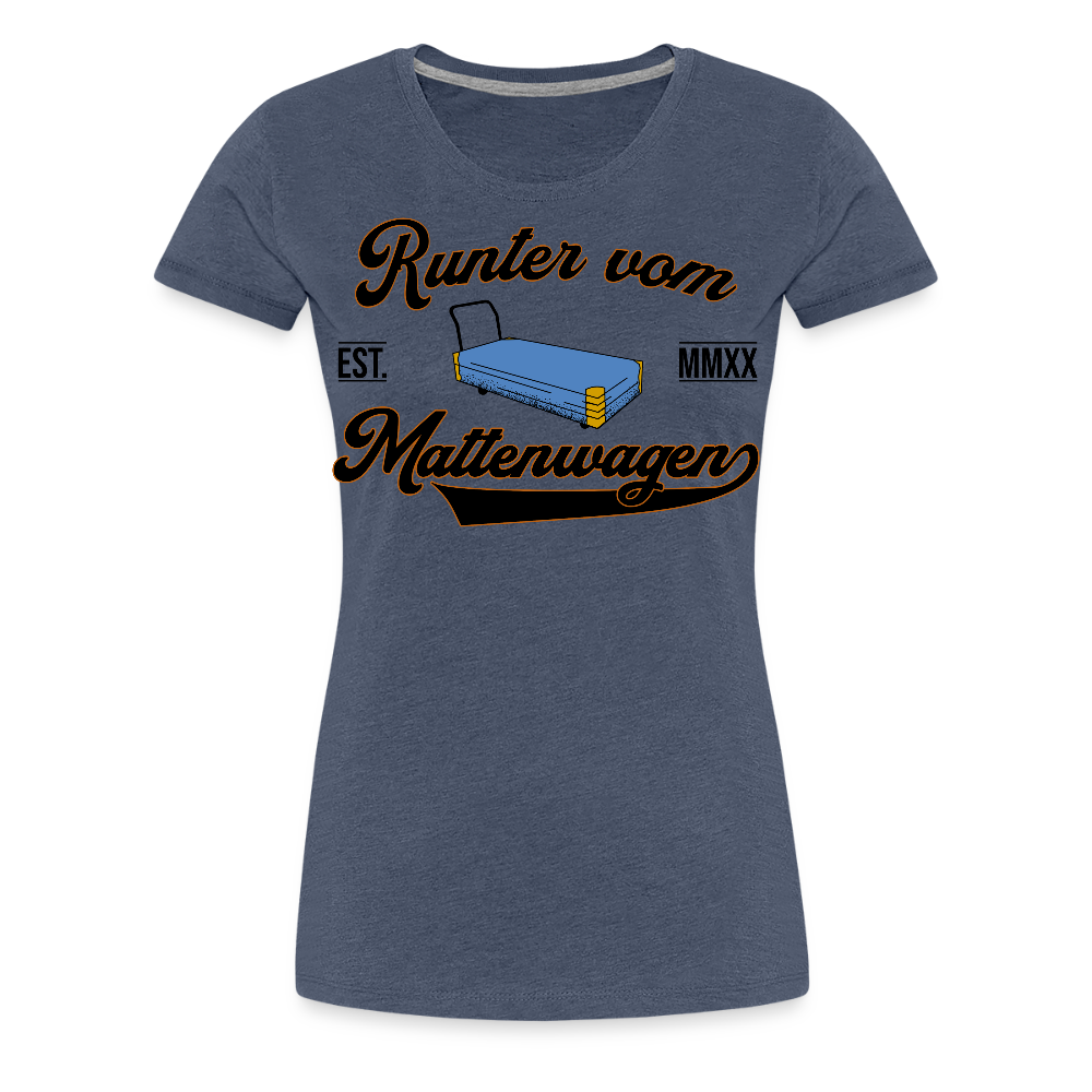 Mattenwagen - Frauen Premium T-Shirt - Blau meliert