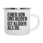 Klüger als du. - Emaille-Tasse - Weiß