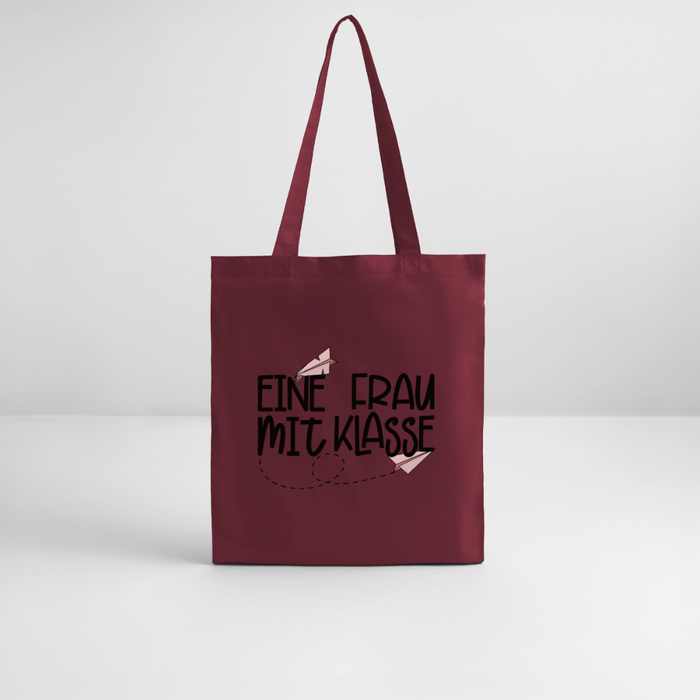 Frau mit Klasse - Bio-Stoffbeutel - Burgunderrot