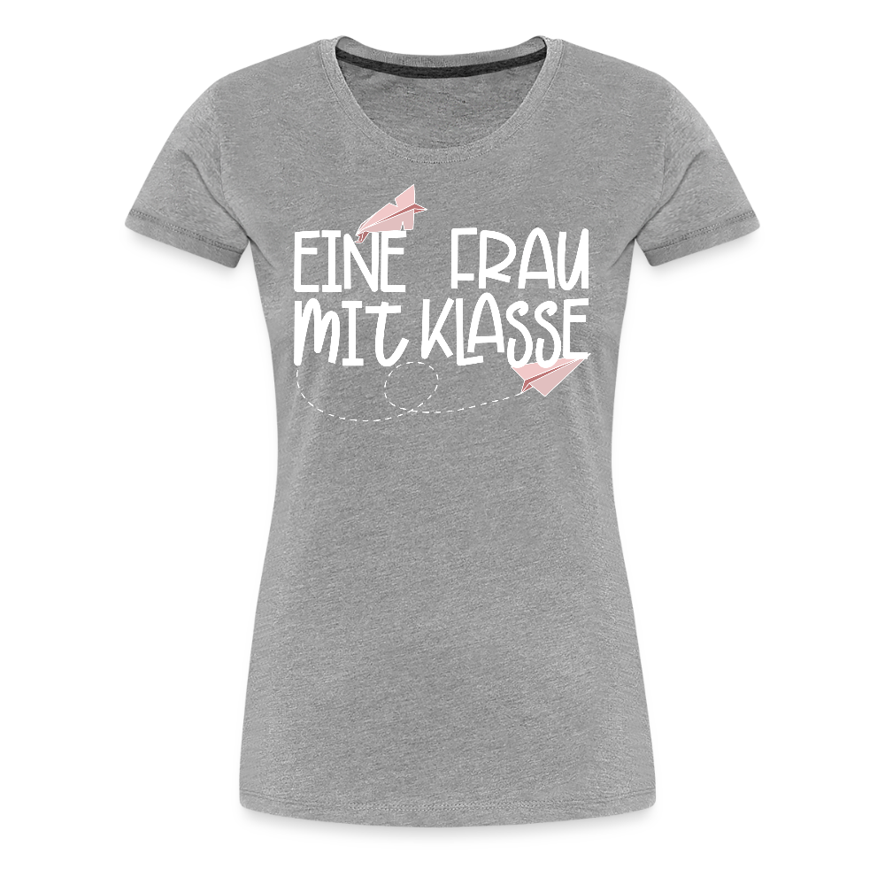 Eine Frau mit Klasse - Frauen Premium T-Shirt - Grau meliert