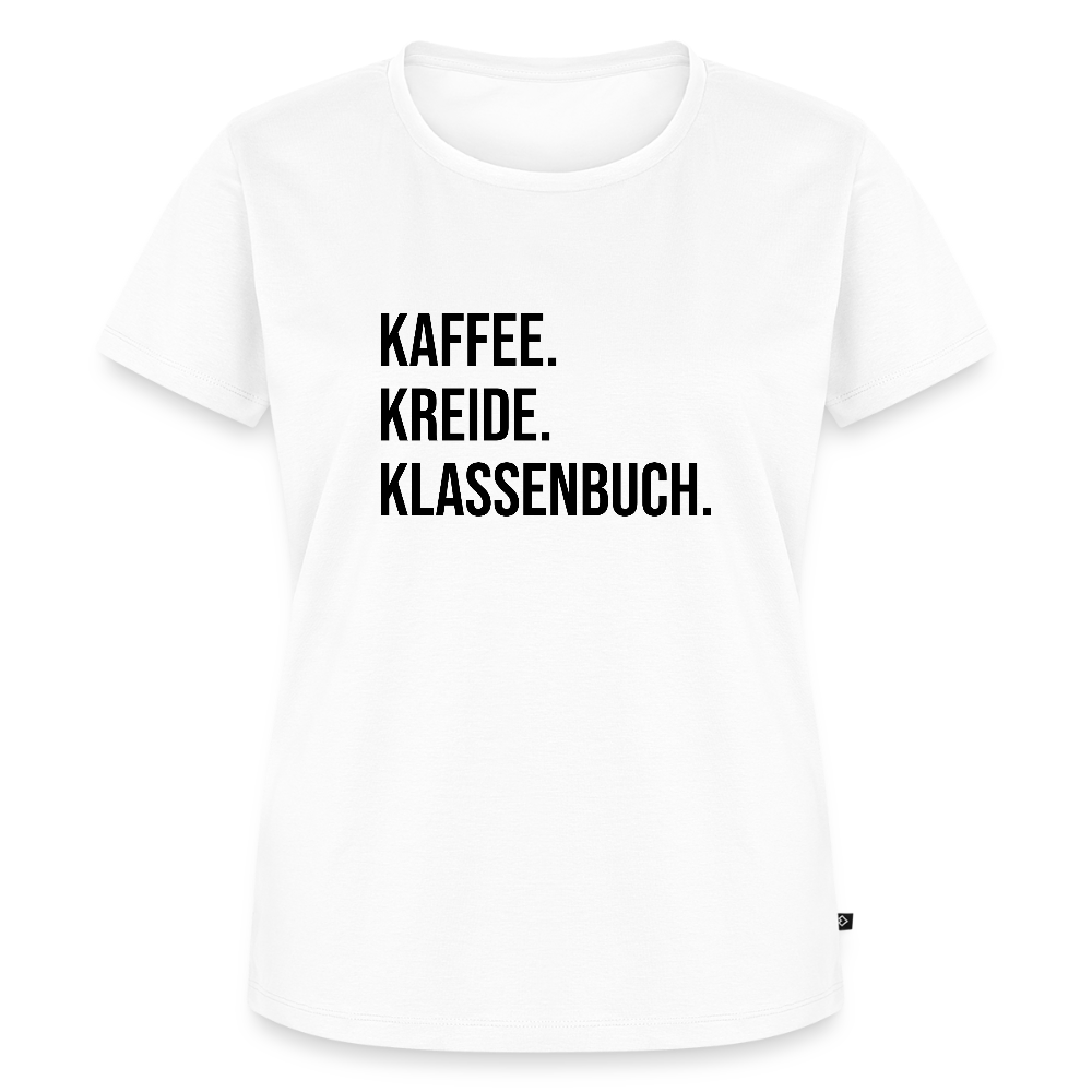 Kaffee, Kreide. Klassenbuch. - Frauen Premium T-Shirt - Weiß