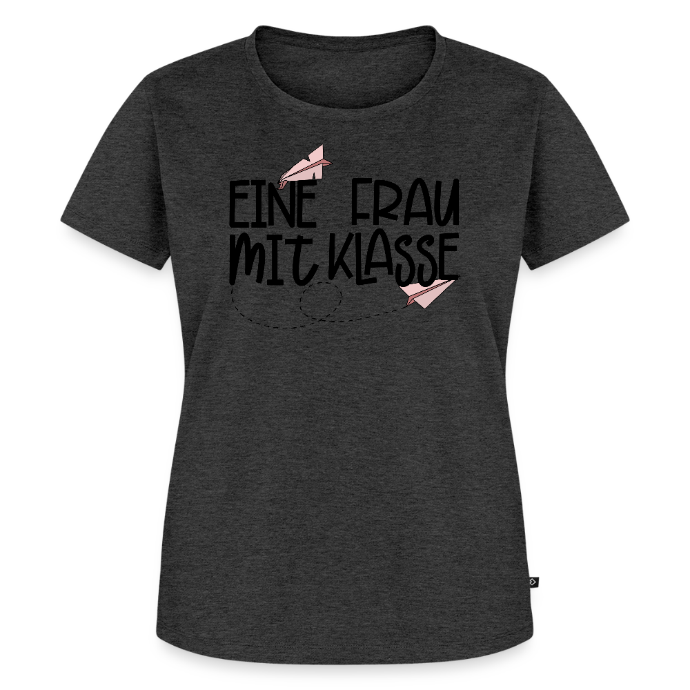 Eine Frau mit Klasse - Frauen Premium T-Shirt - Anthrazit meliert