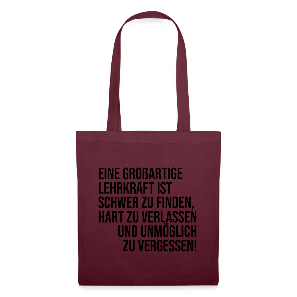 Großartige Lehrkraft - Stoffbeutel - Burgunderrot
