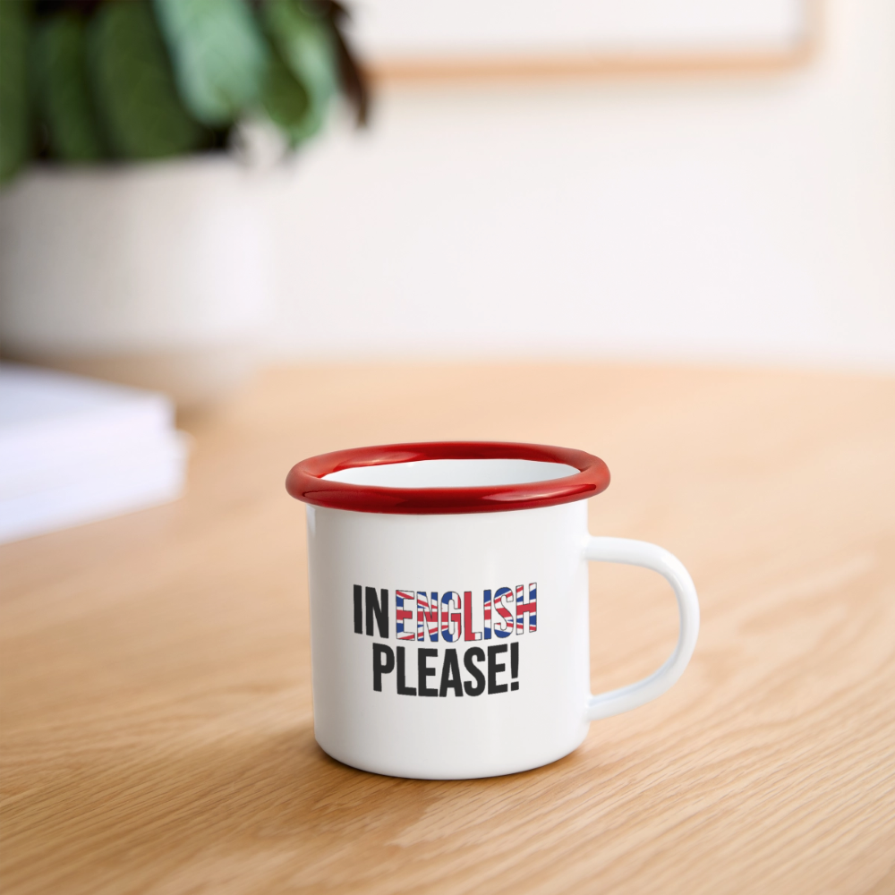In english please! - Emaille-Tasse - Weiß/Rot
