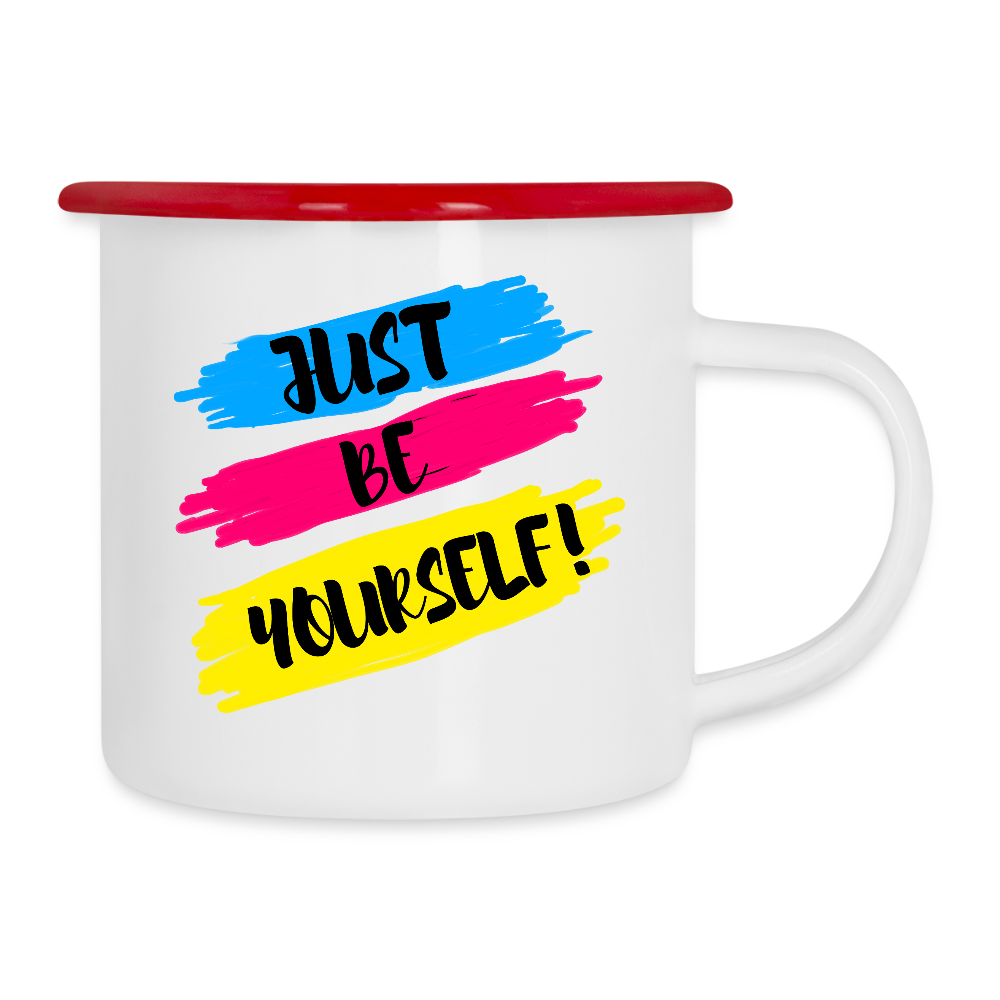 Just be yourself - Emaille-Tasse - Weiß/Rot