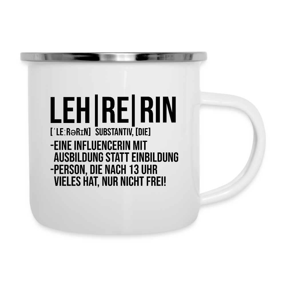 Leh-Re-Rin - Emaille-Tasse - Weiß
