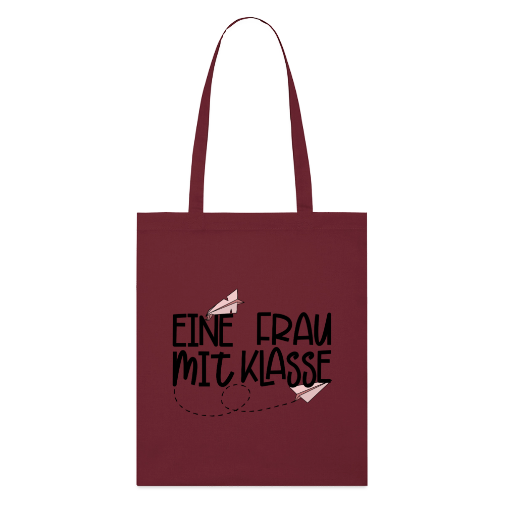 Frau mit Klasse - Bio-Stoffbeutel - Burgunderrot