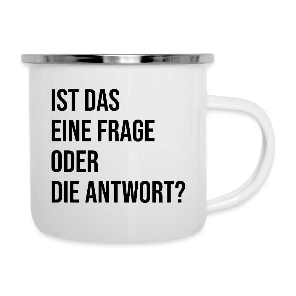 Frage oder Antwort - Emaille-Tasse - Weiß