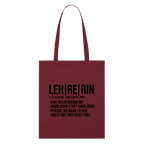 Lehrerin - Bio-Stoffbeutel - Burgunderrot
