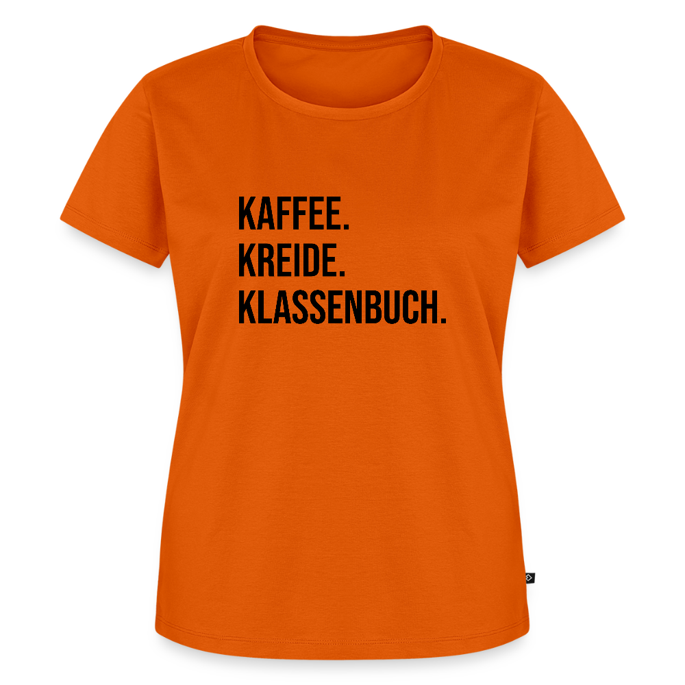 Kaffee, Kreide. Klassenbuch. - Frauen Premium T-Shirt - Orange 