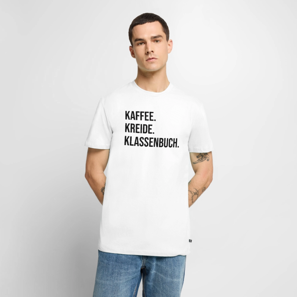 Kaffee. Kreide. Klassenbuch - Männer Premium T-Shirt - Weiß