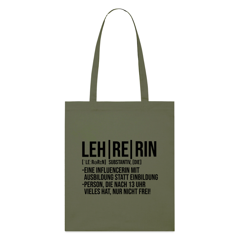 Lehrerin - Bio-Stoffbeutel - Khaki