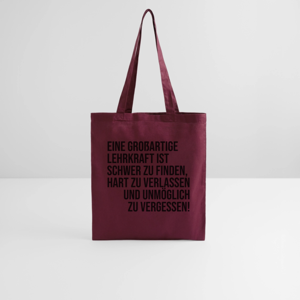 Großartige Lehrkraft - Stoffbeutel - Burgunderrot