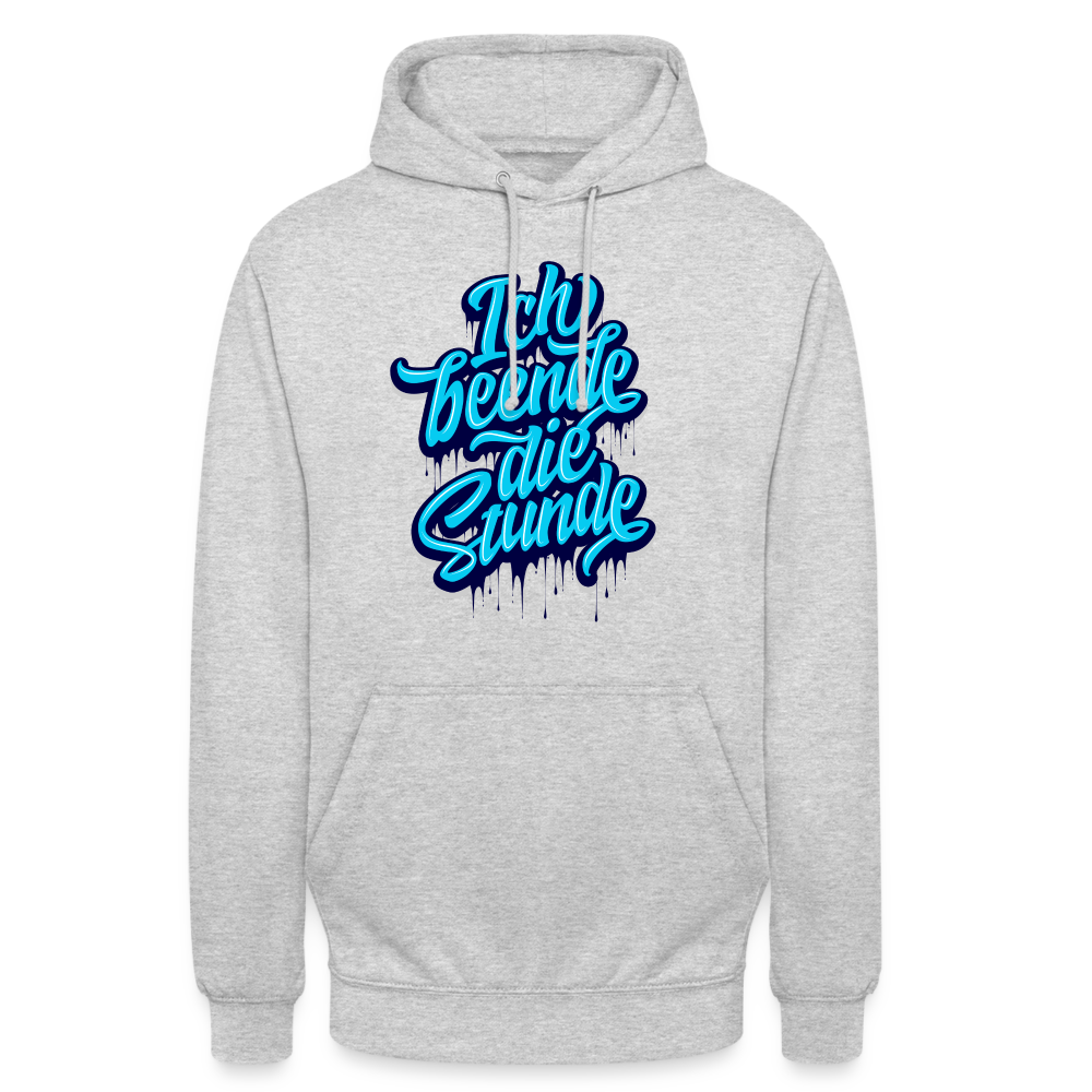 Ich beende die Stunde - Unisex Hoodie - Hellgrau meliert