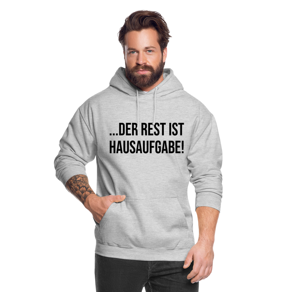 Der Rest ist Hausaufgabe! - Unisex Hoodie - Hellgrau meliert